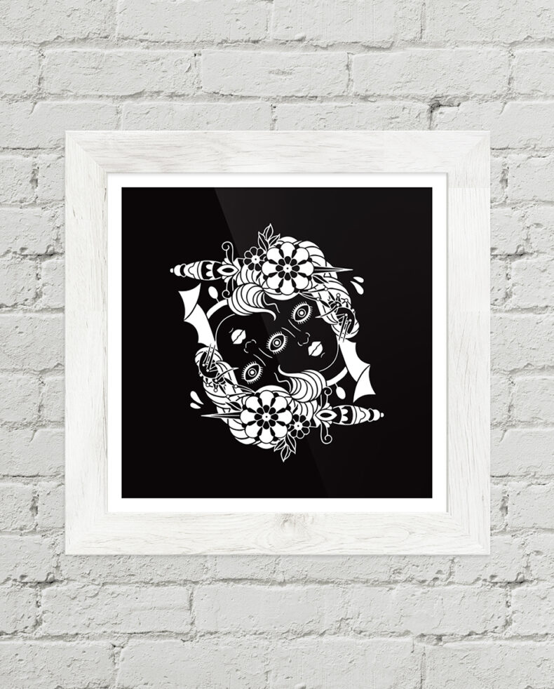 Traditional Tattoo Siamese Lady Heads Art Print | Rot Iron Co. | Sonya Lacroix