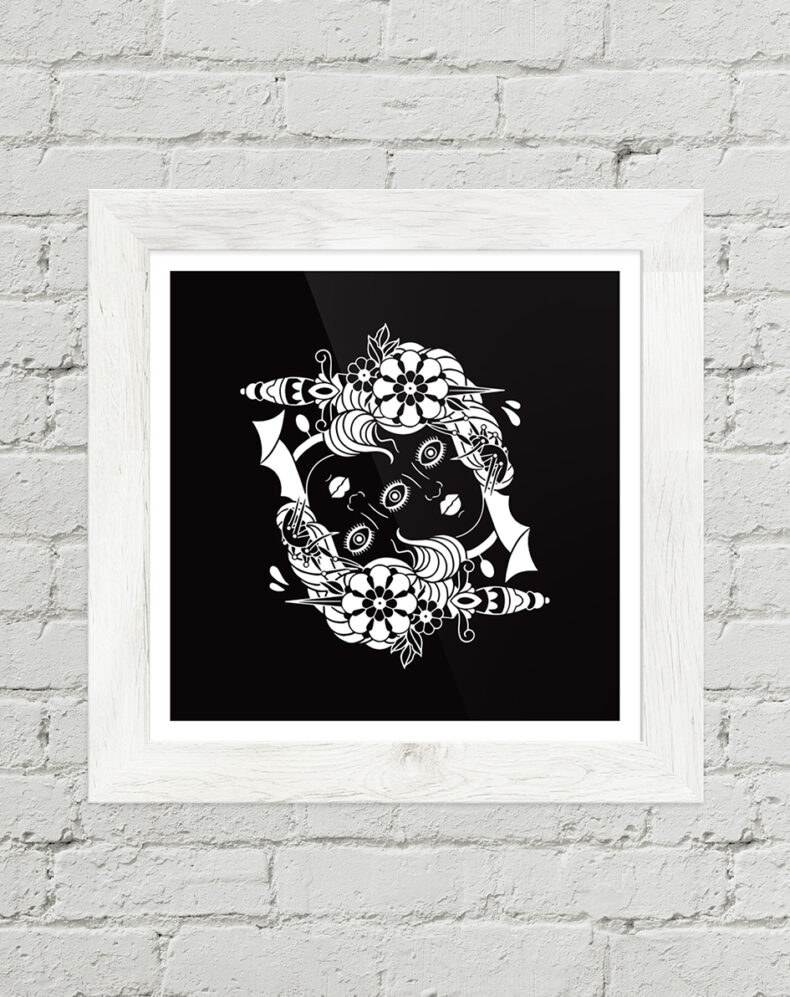Traditional Tattoo Siamese Lady Heads Art Print | Rot Iron Co. | Sonya Lacroix