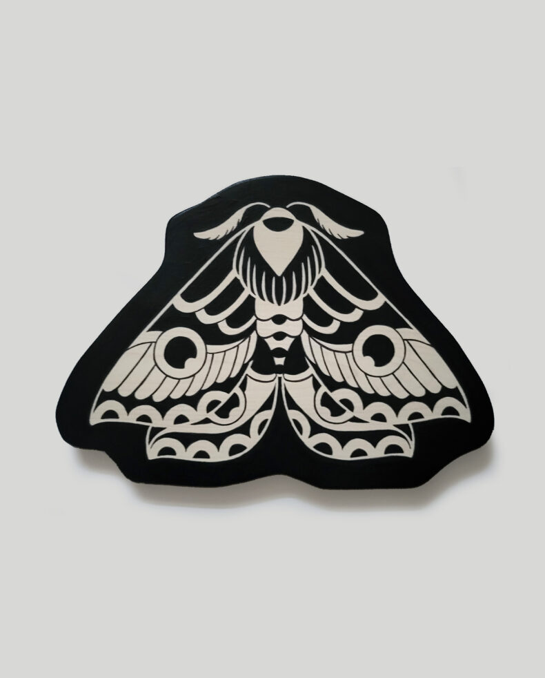 Traditional Moth Wood Plaque (11"x8"x.75")