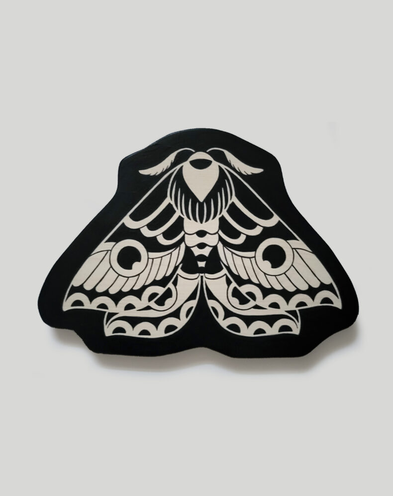 Traditional Moth Wood Plaque (11"x8"x.75")