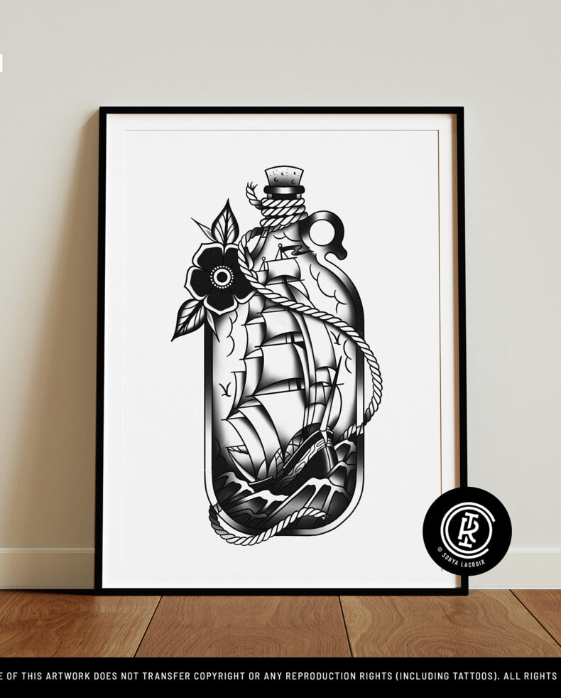 Ship in a Bottle, Art Print (12"x16")
